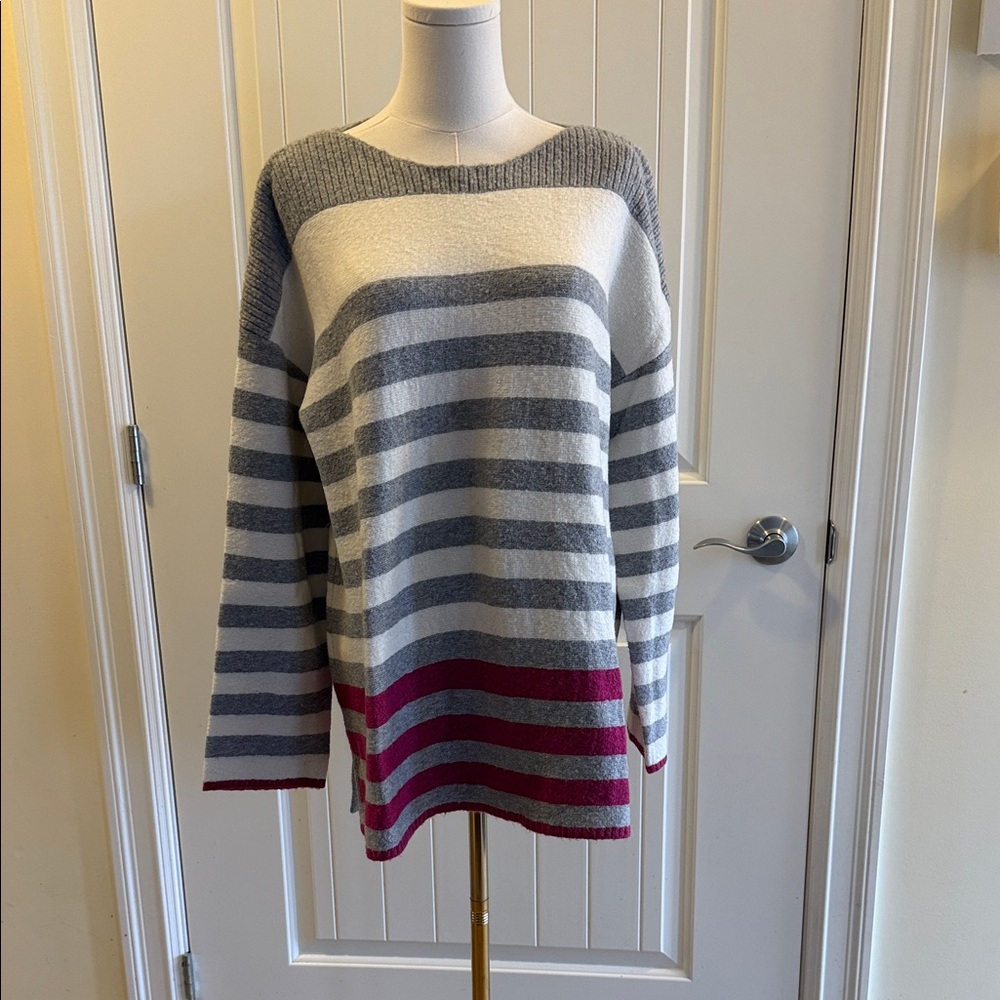 Joules Gray and Red Striped Women's Sweater